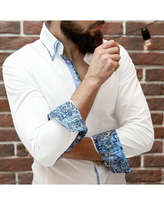 Мужская рубашка с двойным воротником белая - 7336 от DoubleCuff 