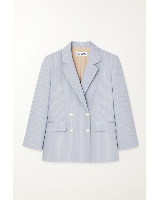 Жакет изо льна и вискозы  голубой в тонкую полоску-J1-1001 от byME 