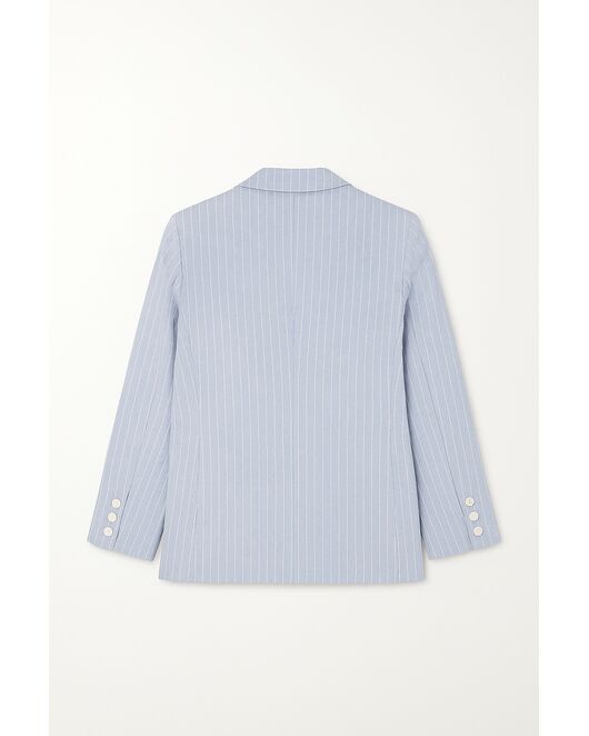 Жакет изо льна и вискозы  голубой в тонкую полоску-J1-1001 от byME 