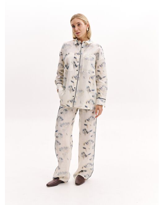 Женская рубашка изо льна экрю-5224 от  