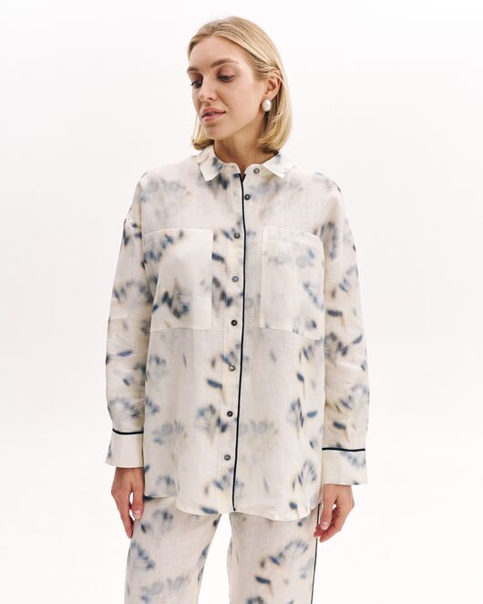 Женская рубашка изо льна экрю-5224 от  