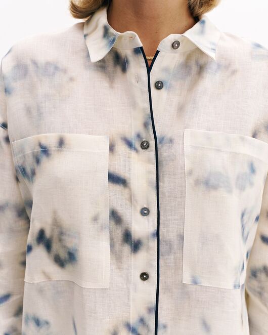 Женская рубашка изо льна экрю-5224 от  