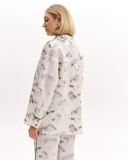 Женская рубашка изо льна экрю-5224 от  