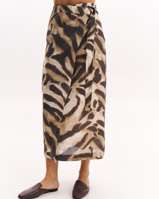 Женская юбка изо льна коричневая-5809 от  