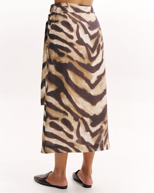 Женская юбка изо льна коричневая-5809 от  