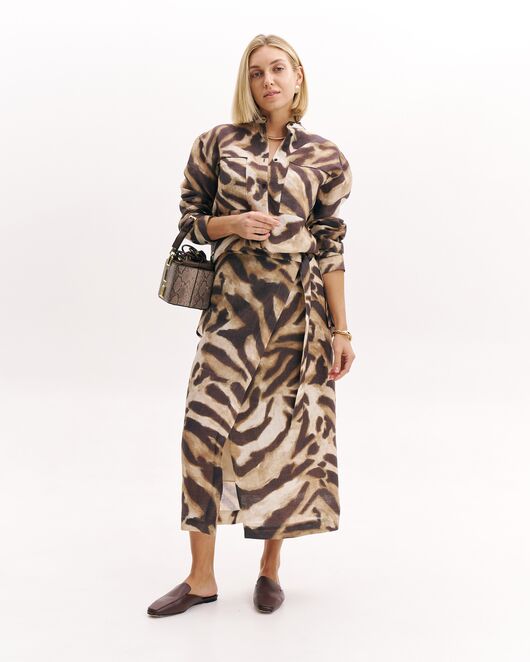 Женская юбка изо льна коричневая-5809 от  