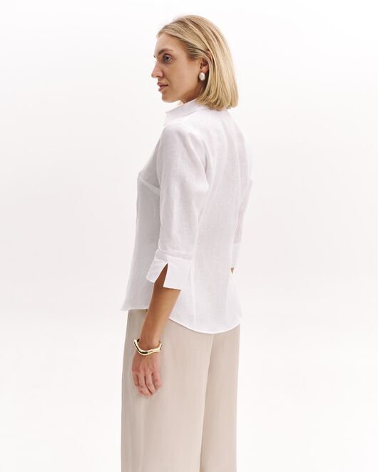 Женская рубашка цвета экрю изо льна с рукавом 3/4 8986 от byME 