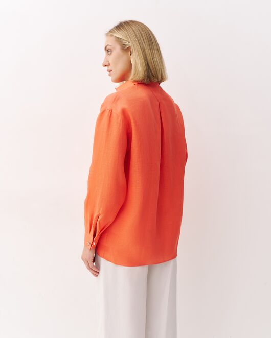Женская рубашка изо льна в оранжевом цвете-8994 от byME  Женская рубашка изо льна в оранжевом цвете-8994 от byME