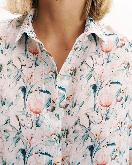 Женская рубашка из крапивы  принт слоны -8996 от ByME 