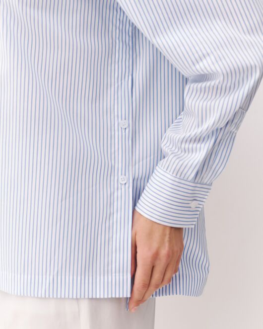 Женская рубашка хлопковая в полоску  с пуговицами по бокам - 9001 от  