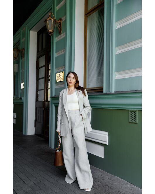 Женские брюки серые изо льна-MS5320 от  