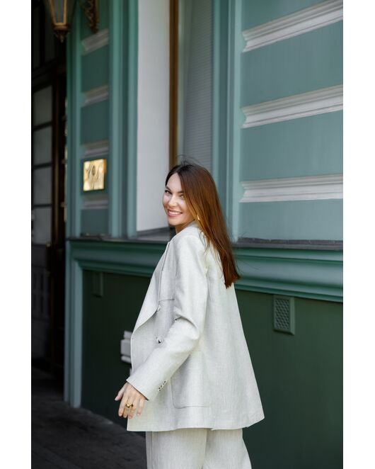 Жакет серый изо льна-MS5115 от  