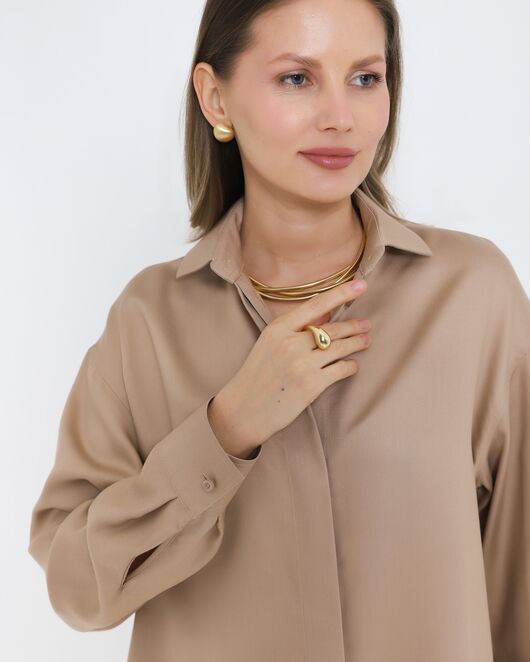 Женская рубашка бежевая из лиоцела 8975 от byME 