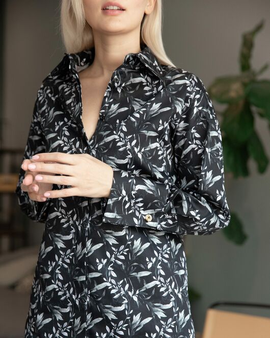 Женская рубашка под запонку черная - 8225 от byME  Женская рубашка под запонку черная - 8225 от byME