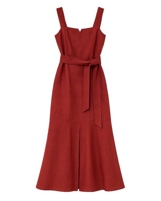 Платье женское изо льна терракотовое-LW-025094 от Luisa Wang 