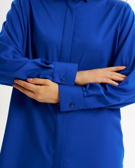 Рубашка с универсальным манжетом из бамбука синего цвета  -9023 от byME 