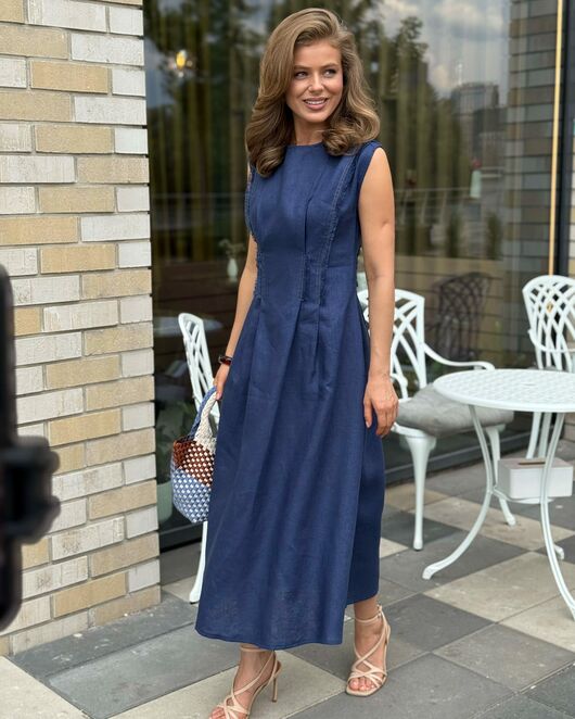 Платье темно-синее изо льна от Luisa Wang 