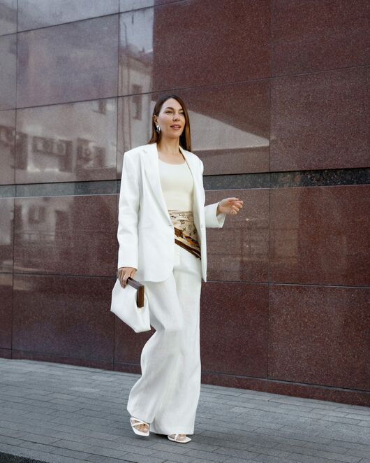 Жакет изо льна белый-MS5110 от  