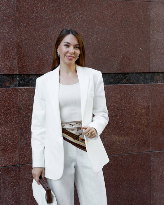 Жакет изо льна белый-MS5110 от  