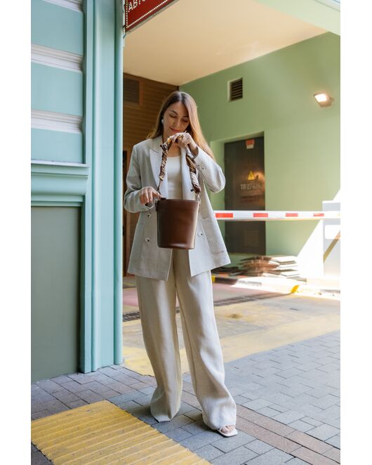 Женские брюки серые изо льна-MS5320 от  