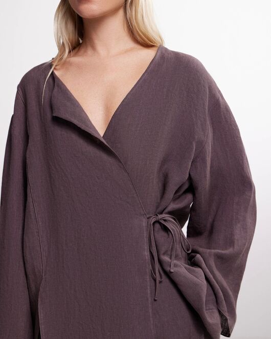 Рубашка  коричневая из льна-125028 от  