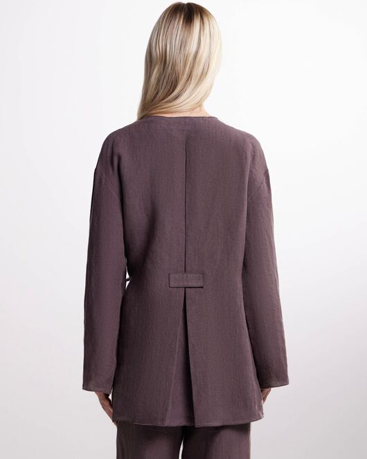 Рубашка  коричневая из льна-125028 от  