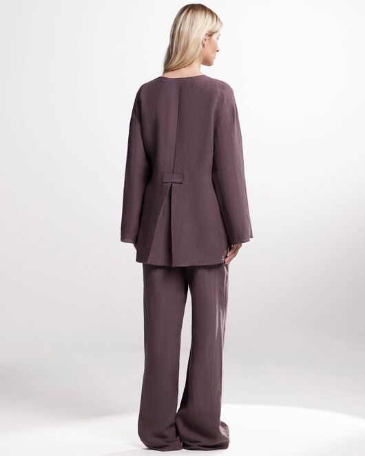 Рубашка  коричневая из льна-125028 от  