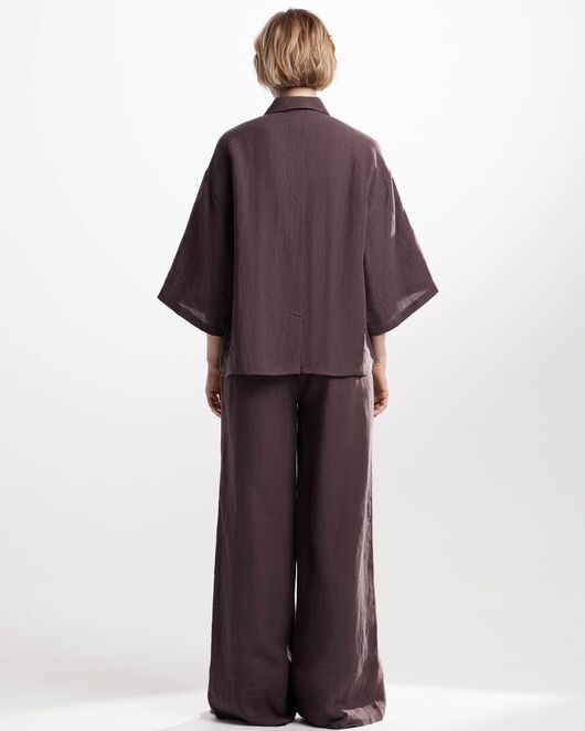 Женские брюки из льна коричневые-135041 от LW 