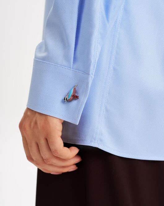 Женская рубашка из хлопка голубая-9018 от byME 