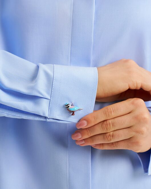 Женская рубашка из хлопка голубая-9018 от byME 