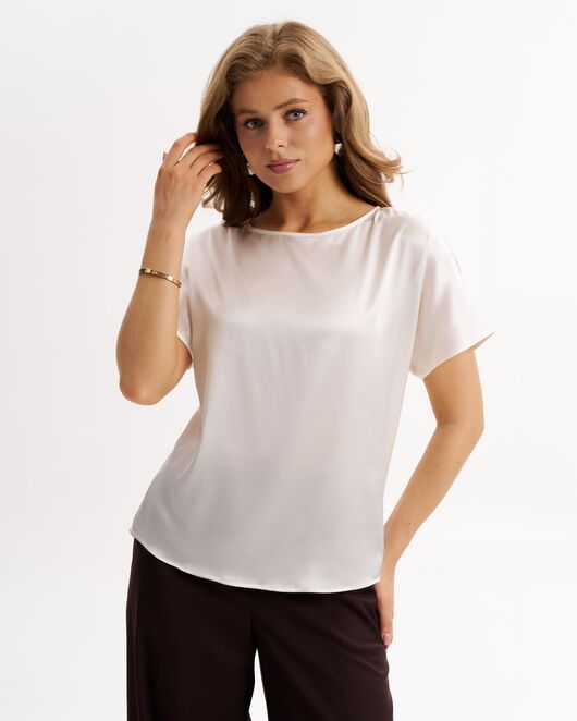Топ белый из шелка-9025 от byME 