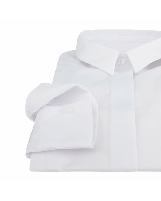 Женская рубашка под пуговицы в белая удлиненная - 7305 от DoubleCuff 