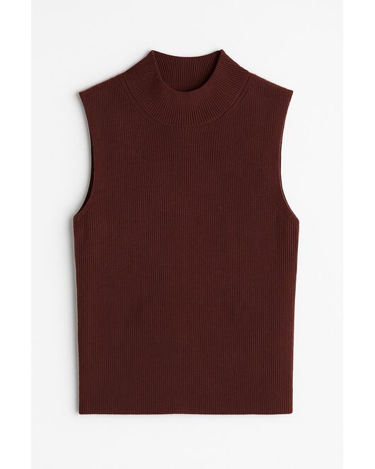 Топ из шерсти мериноса тонкой вязки и шелка Mulberry коричневый-02B2430-brown от byME 