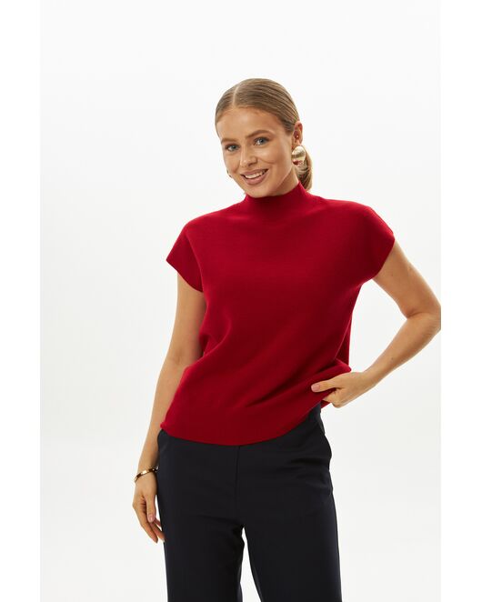 Топ из шерсти мериноса тонкой вязки и шелка Mulberry красный от byME 