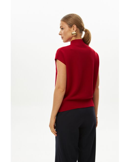 Топ из шерсти мериноса тонкой вязки и шелка Mulberry красный от byME 
