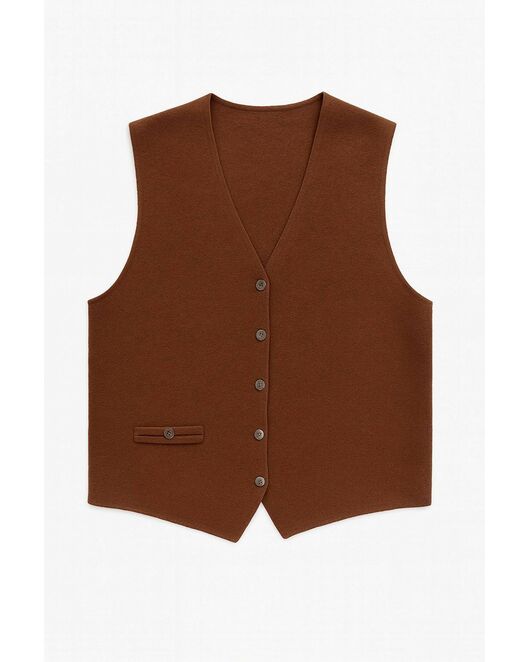 Жилет женский из шерсти мериноса тонкой вязки коричневый от byME 