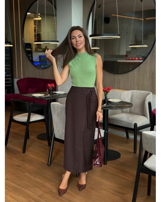 Топ из шерсти мериноса тонкой вязки и шелка Mulberry зеленый-02B2430-verdancy от ByME 