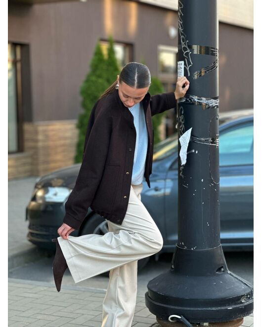 Бомбер из шерсти цвет шоколадный от Doroteya 