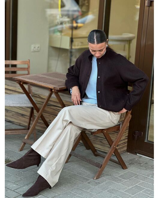 Бомбер из шерсти цвет шоколадный от Doroteya 