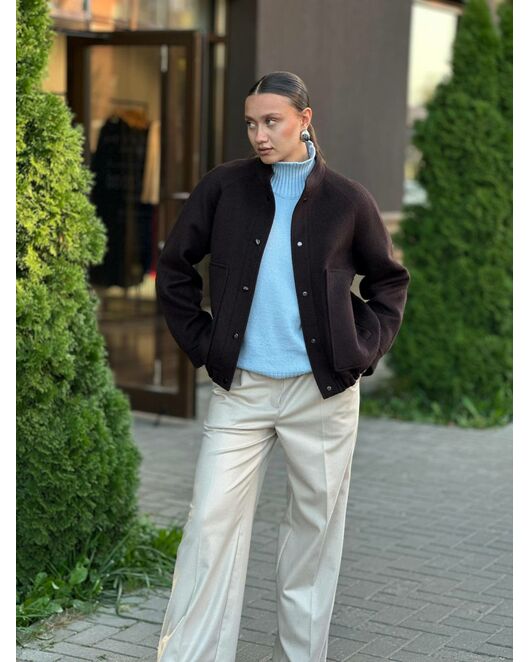 Бомбер из шерсти цвет шоколадный от Doroteya 