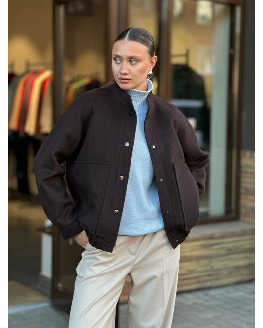 Бомбер из шерсти цвет шоколадный от Doroteya 