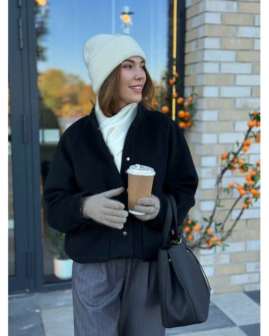 Бомбер из мериноса цвет: Черный-A102 от Doroteya 