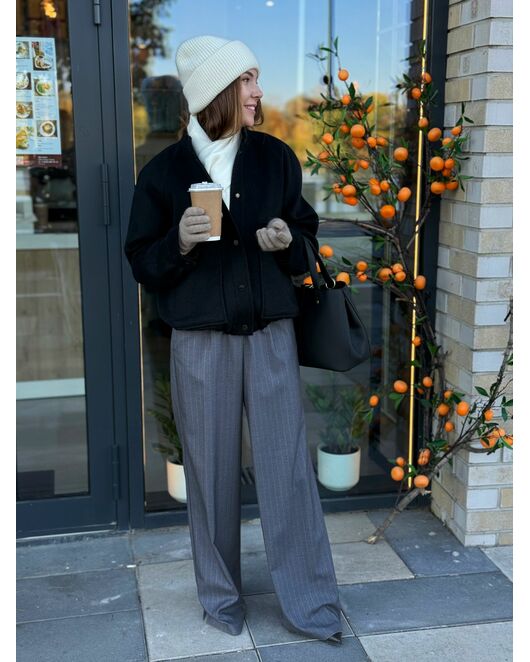 Бомбер из мериноса цвет: Черный-A102 от Doroteya 