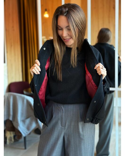 Бомбер из мериноса цвет: Черный-A102 от Doroteya 