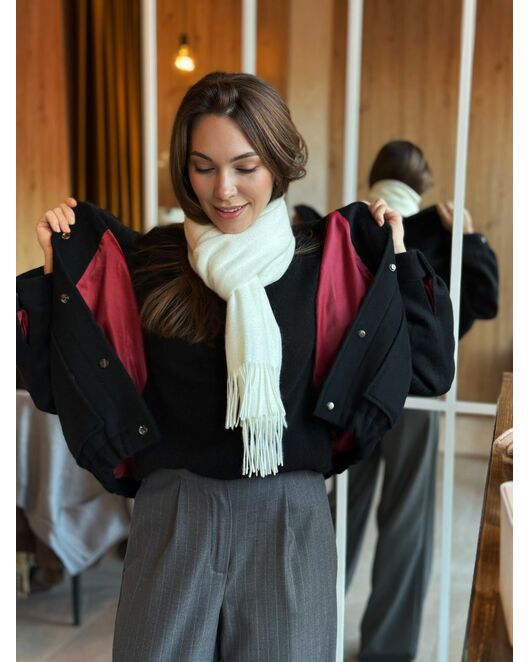 Бомбер из мериноса цвет: Черный-A102 от Doroteya 