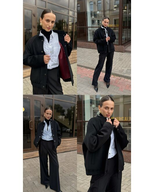 Бомбер из мериноса цвет: Черный-A102 от Doroteya 