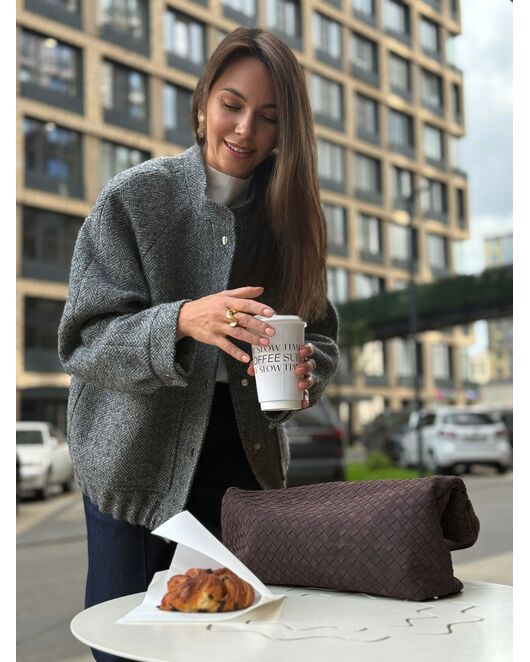 Бомбер из шерсти и мохера цвет серый-A102 от Doroteya 