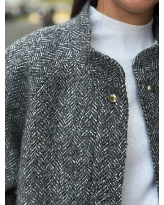 Бомбер из шерсти и мохера цвет серый-A102 от Doroteya 