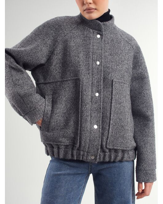 Бомбер из шерсти и мохера цвет серый-A102 от Doroteya 