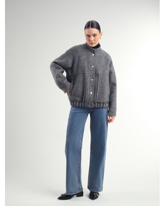 Бомбер из шерсти и мохера цвет серый-A102 от Doroteya 